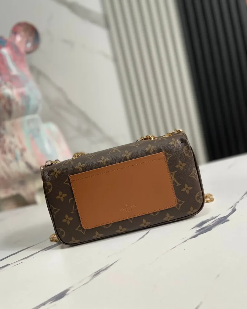 Brown Monogram Caramel Chain Flap Bag — rear view