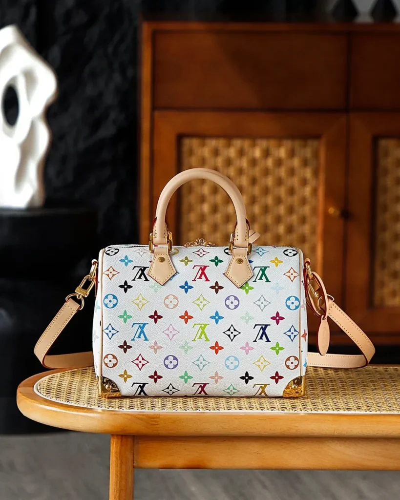 White Multicolor Monogram Top-Handle Bag — rear view