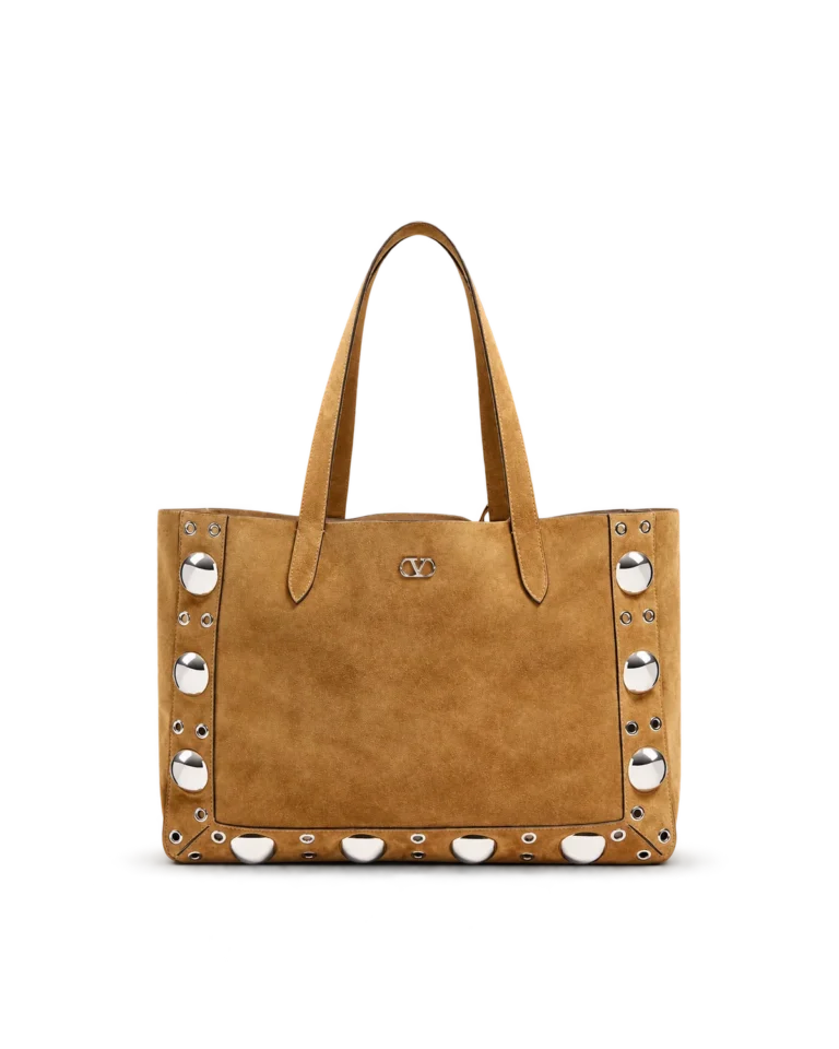 Brown Studded Long-Handle Tote — main view