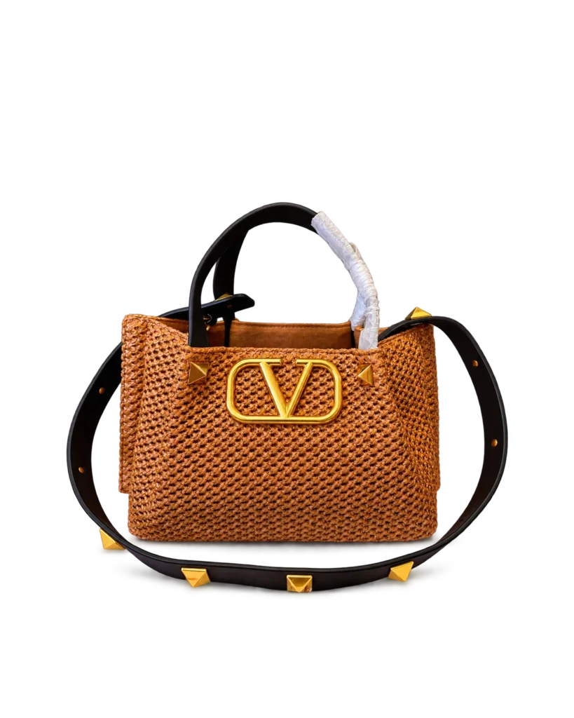 Tan Woven Top-Handle Tote — main view