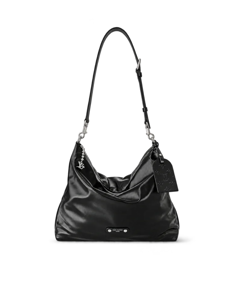 Black Slouchy Hobo Bag — upright front view
