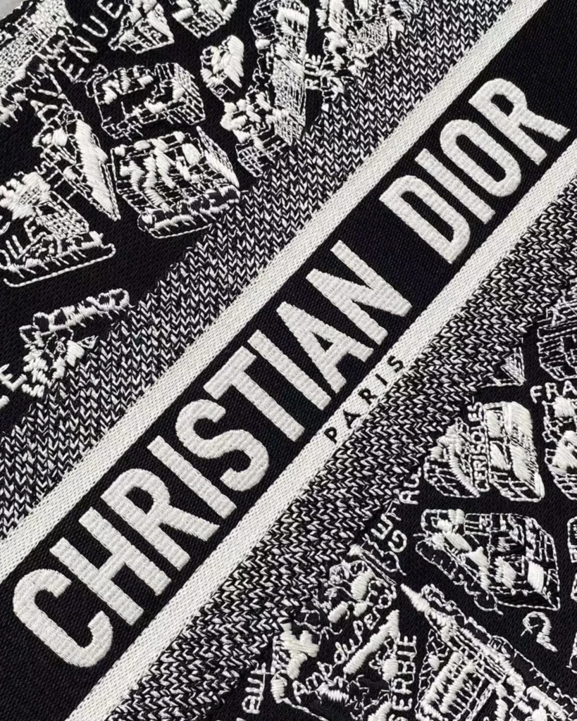 Black and White City Map Tote — lettering detail view