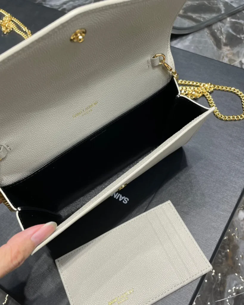 Cream Envelope Chain Wallet — interior view