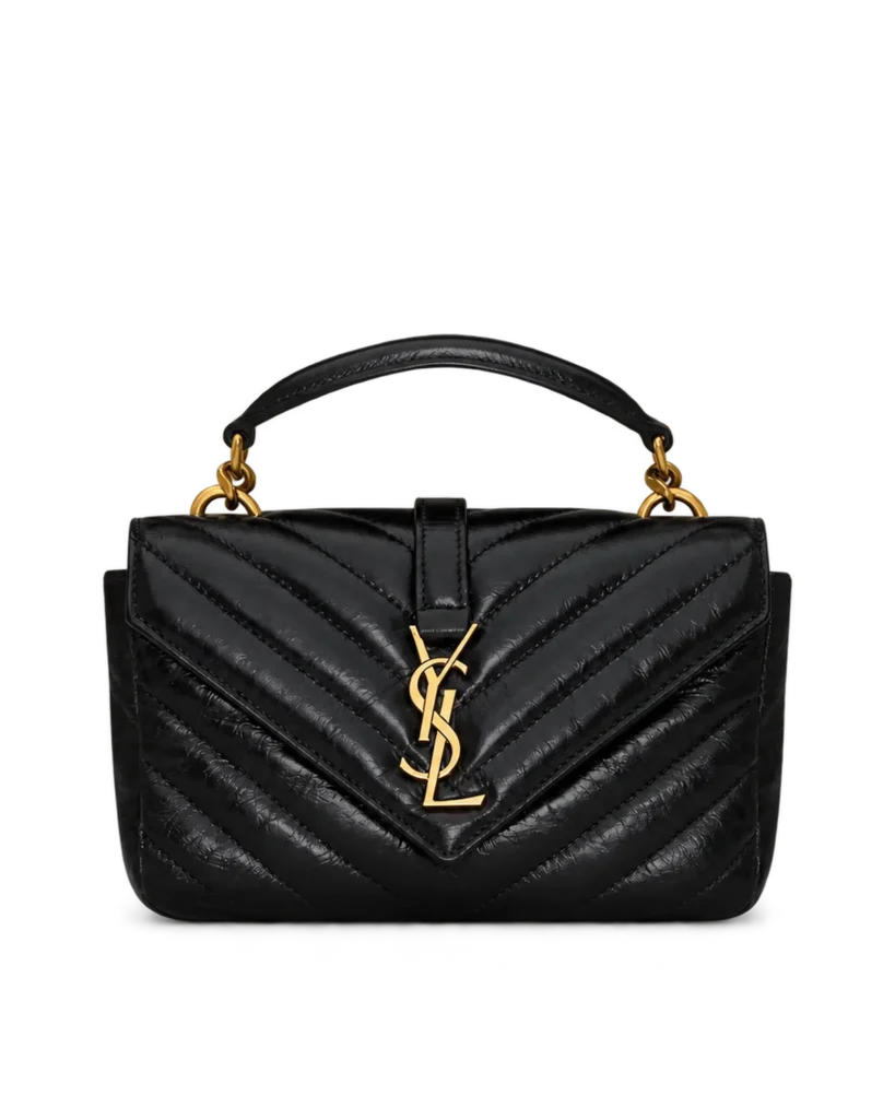 Black Chevron Top-Handle Flap Bag — main view
