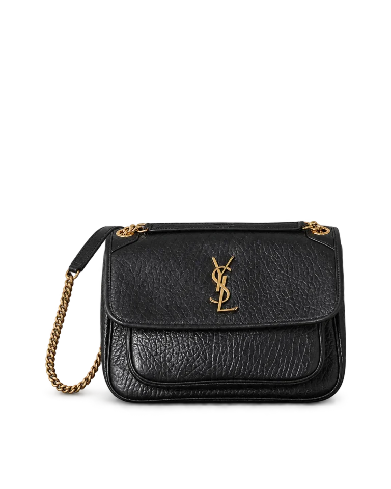 Black Pebbled Flap Chain Bag — main view