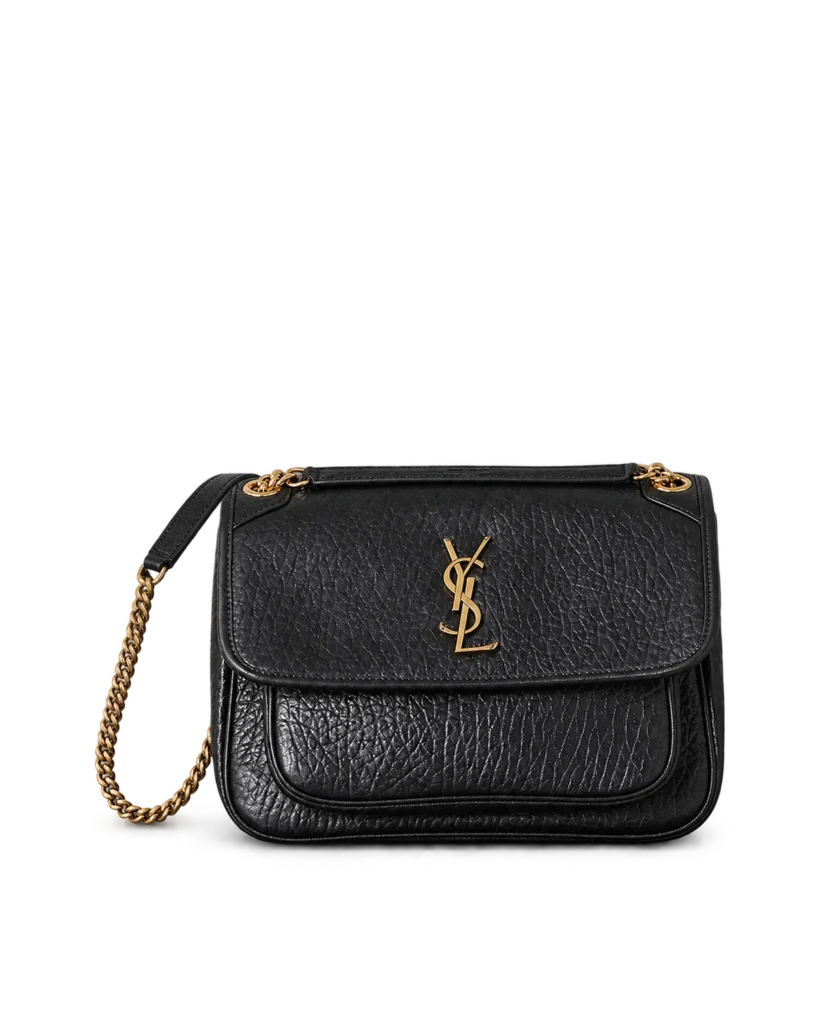 Black Pebbled Flap Chain Bag — main view