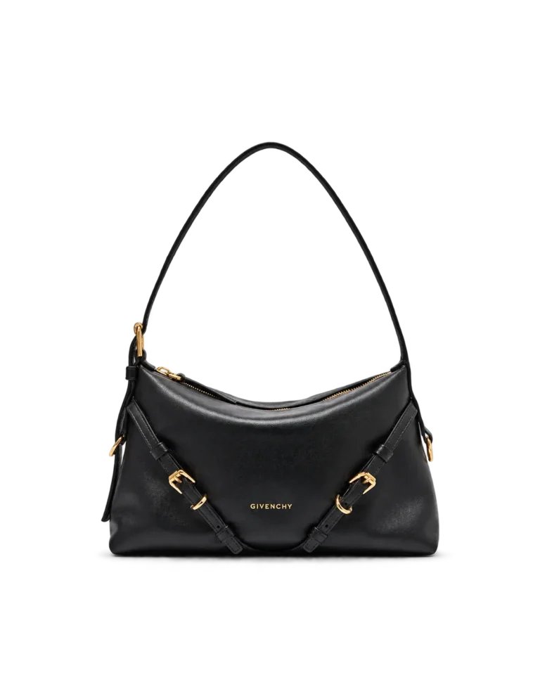 Black Draped-Top Buckle Shoulder Bag — main view