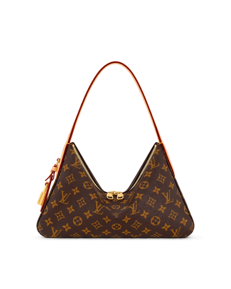 Brown Monogram Slouchy Hobo — upright front view