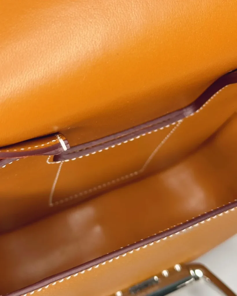 Della Cavalleria-Inspired Gold Mini Saddle Bag, inner pocket view