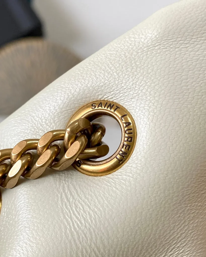 Ivory Padded Envelope Chain Bag — chain ring view