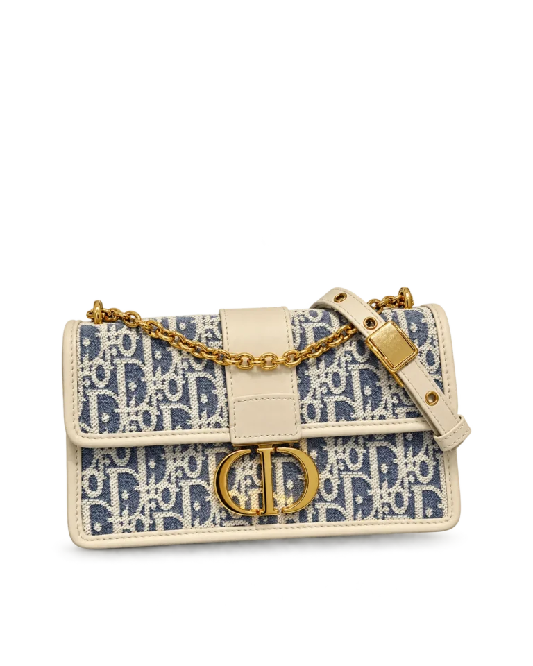 Blue and Cream Patterned Flap Bag — main view