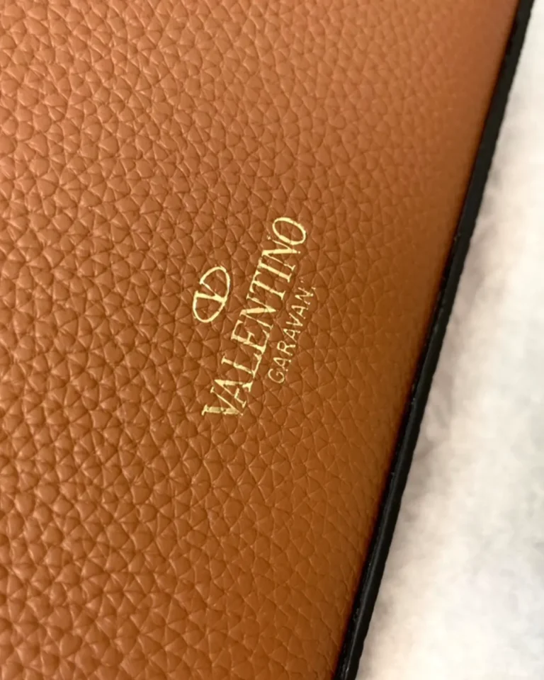 Tan Studded Edge Flap Shoulder Bag — rear label view