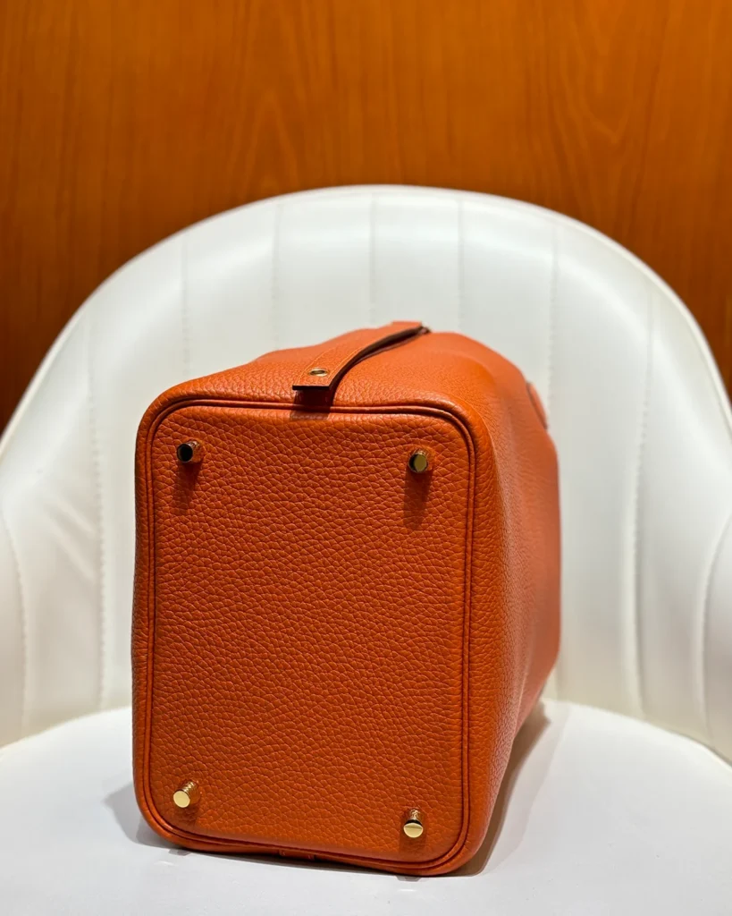 Picotin-Inspired 18 Orange Bucket Bag, base view