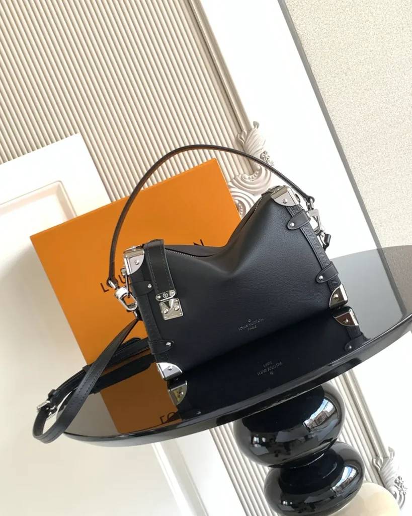 Black Silver-Tone Corner Shoulder Bag — front view