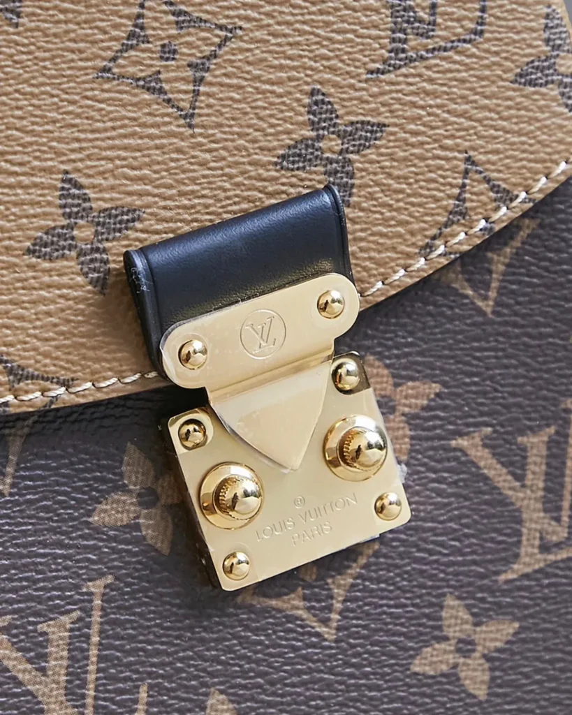 Two-Tone Monogram Vertical Box Bag — clasp view
