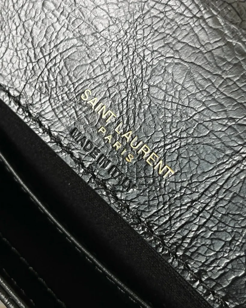 Black Chevron Top-Handle Flap Bag — interior detail view