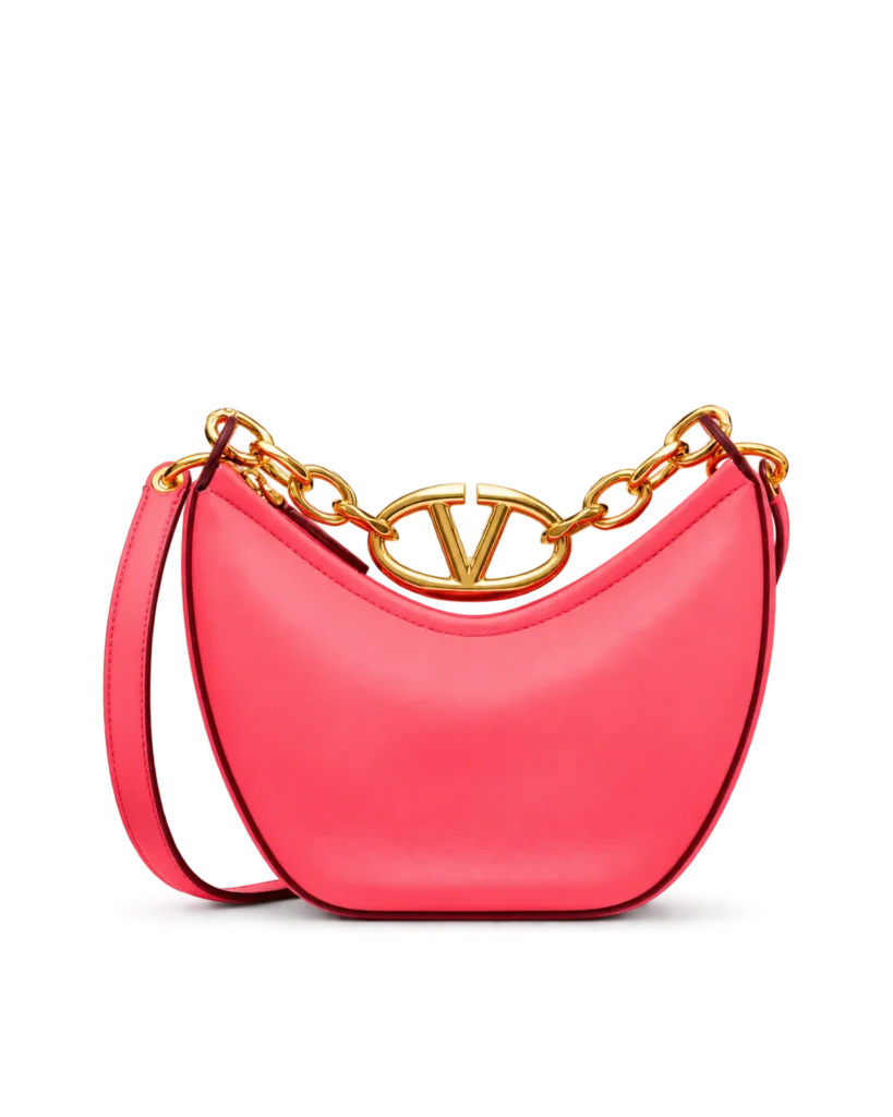 Bright Pink Crescent Chain Shoulder Bag — main view