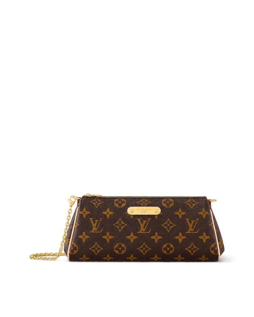 Brown Monogram Gold-Plate Chain Clutch — main view