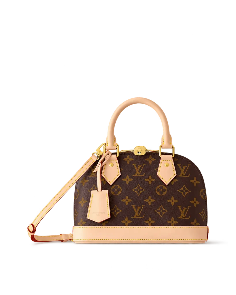 Brown Monogram Dome Satchel with Pale Trim — main view