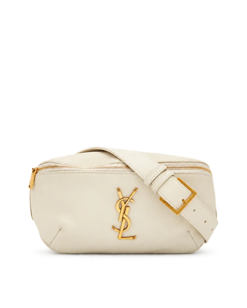 Cream Smooth-Look Zip Belt Bag — main view