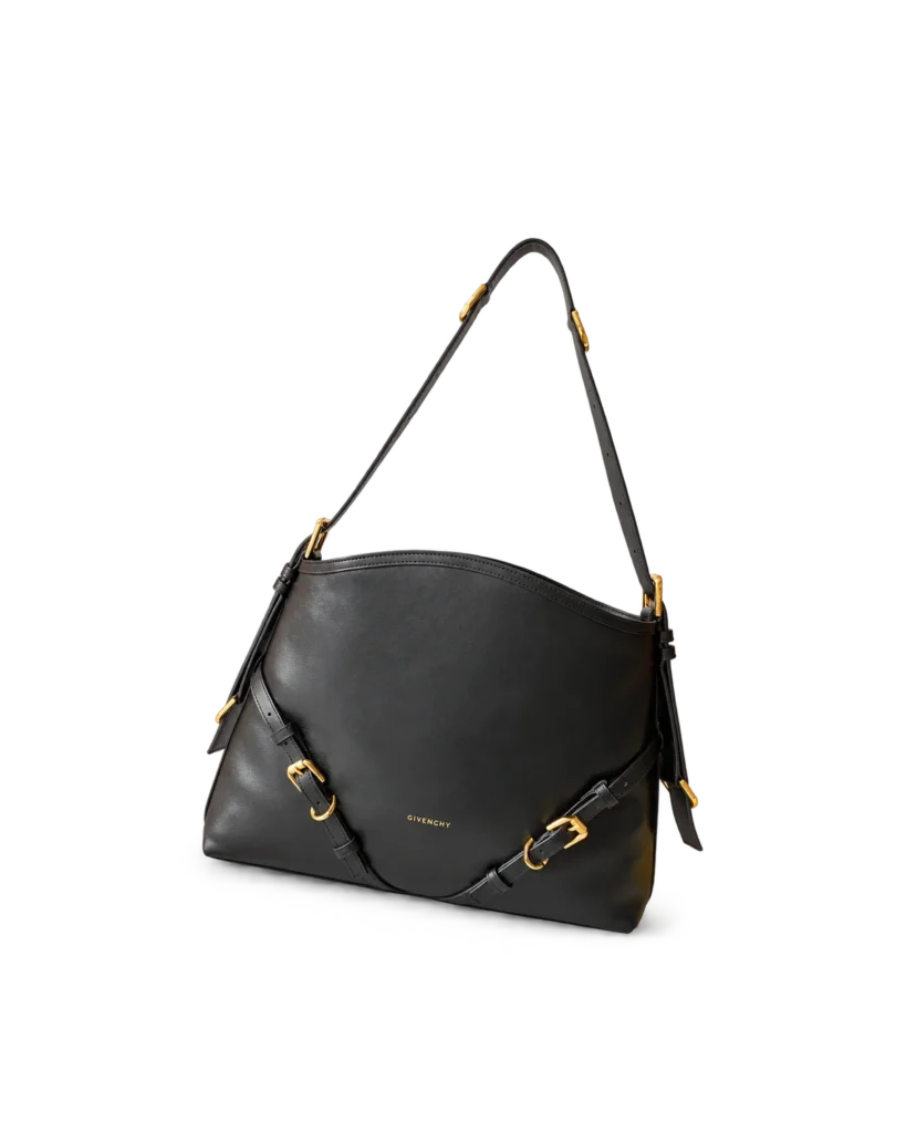 Black Curved-Top Buckle Shoulder Bag — main view