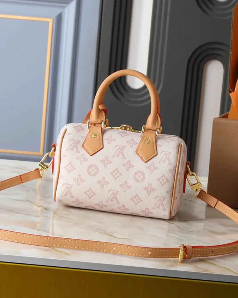 Pink Cream Monogram Boston Bag — rear view