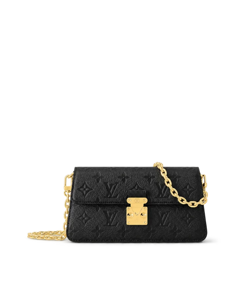 Black Embossed Flap Chain Wallet — main view