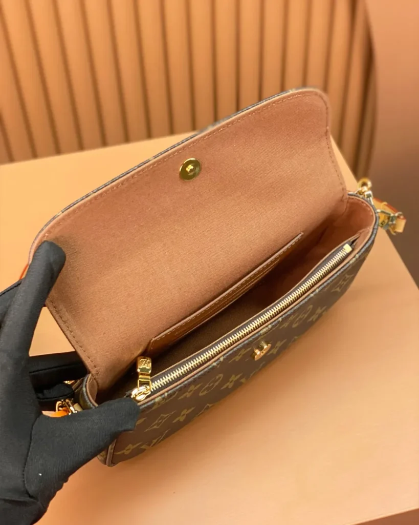 Brown Monogram Baguette Chain Bag — interior view
