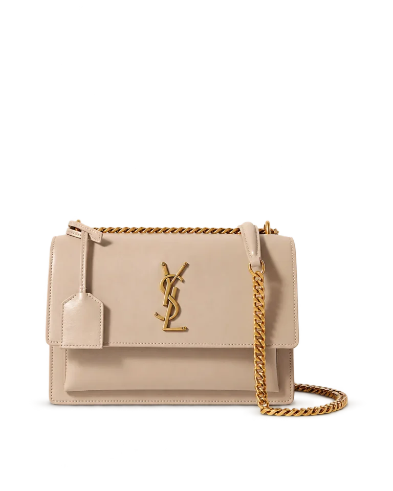 Beige Accordion Chain Flap Bag — main view