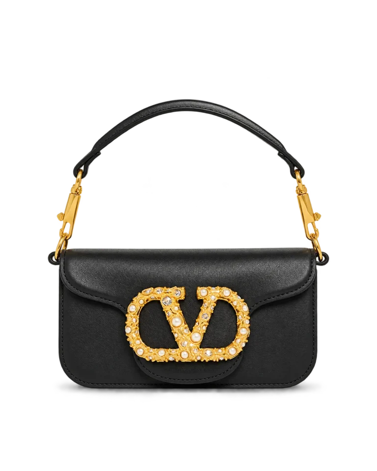 Black Stone-Detail Flap Shoulder Bag — main view