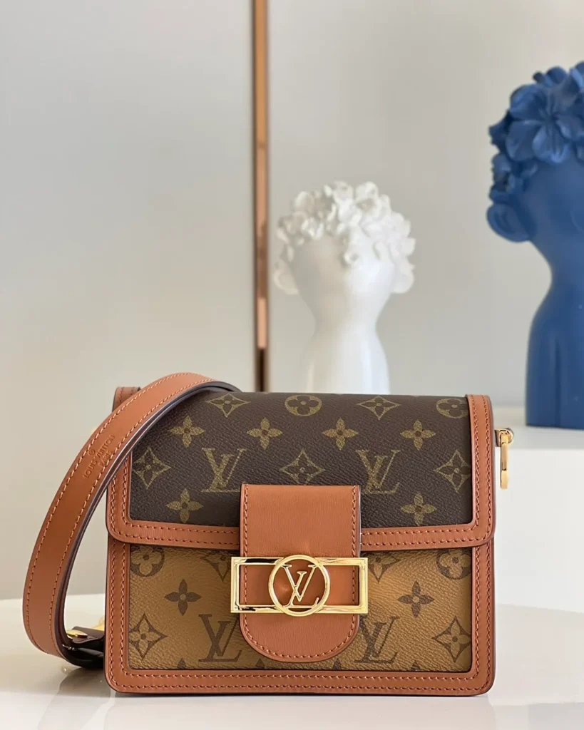 Two-Tone Brown Monogram Flap Bag — front view