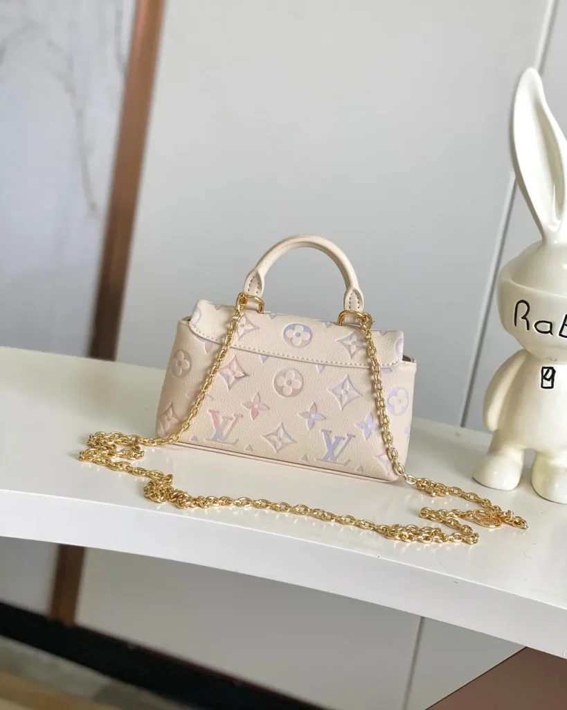 Cream Pastel Monogram Top Handle Bag — rear view