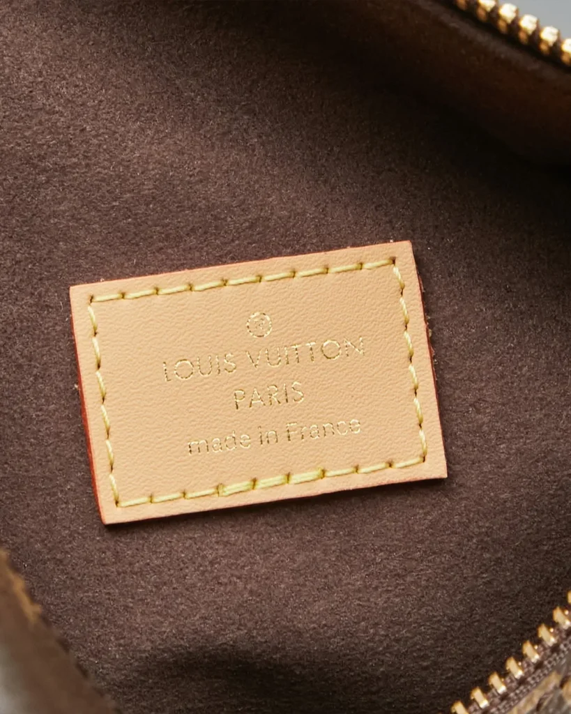 Brown Monogram Tan-Trim Shoulder Bag — interior label view