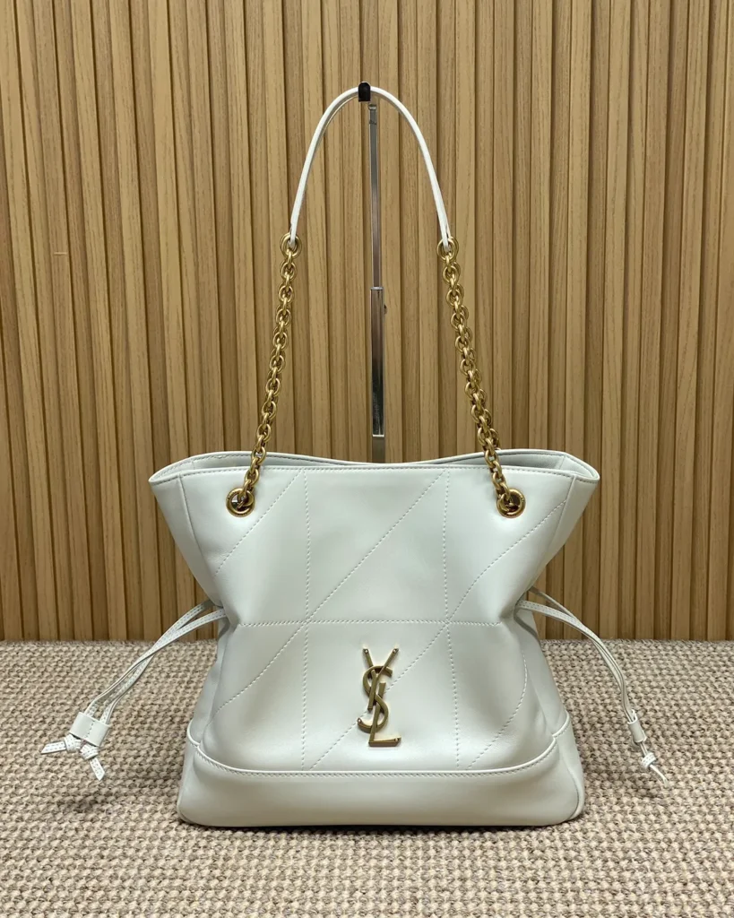 Ivory Geometric Side-Tie Shopper — front view