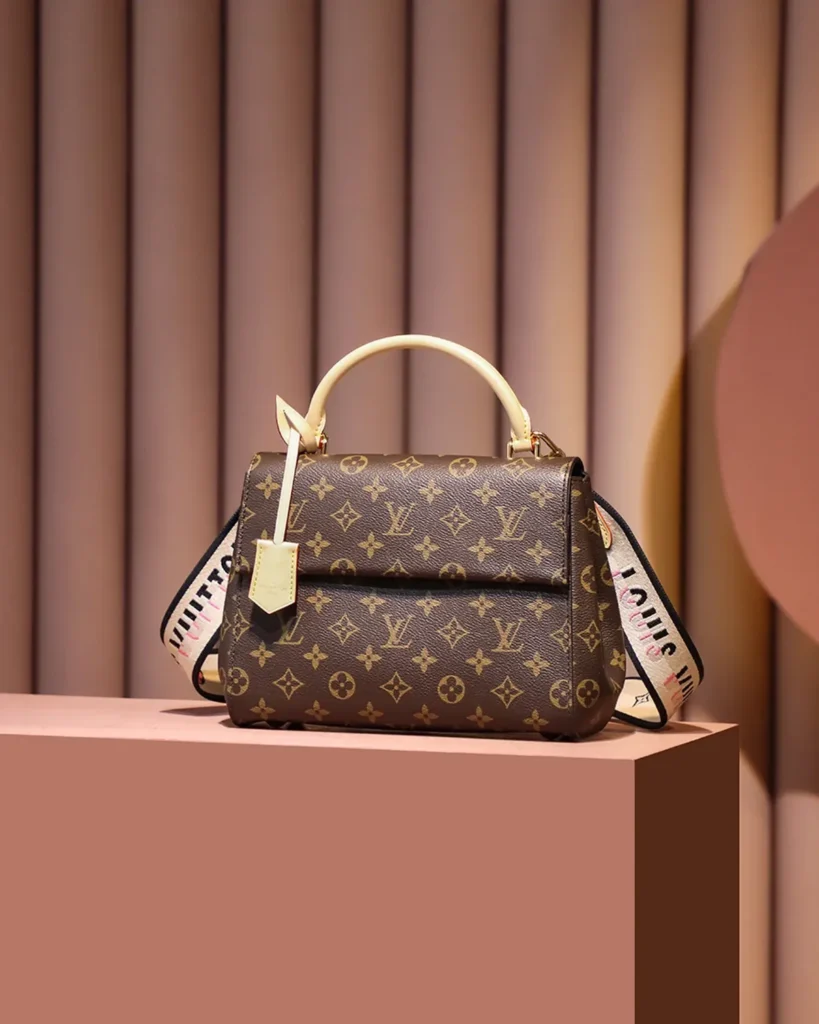 Brown Monogram Structured Top-Handle Bag — front view