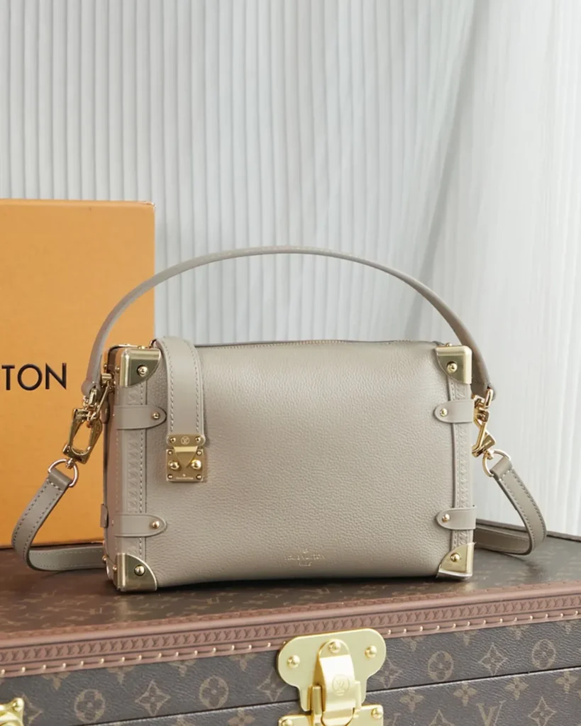 Taupe Corner-Plate Shoulder Bag — front alternate view