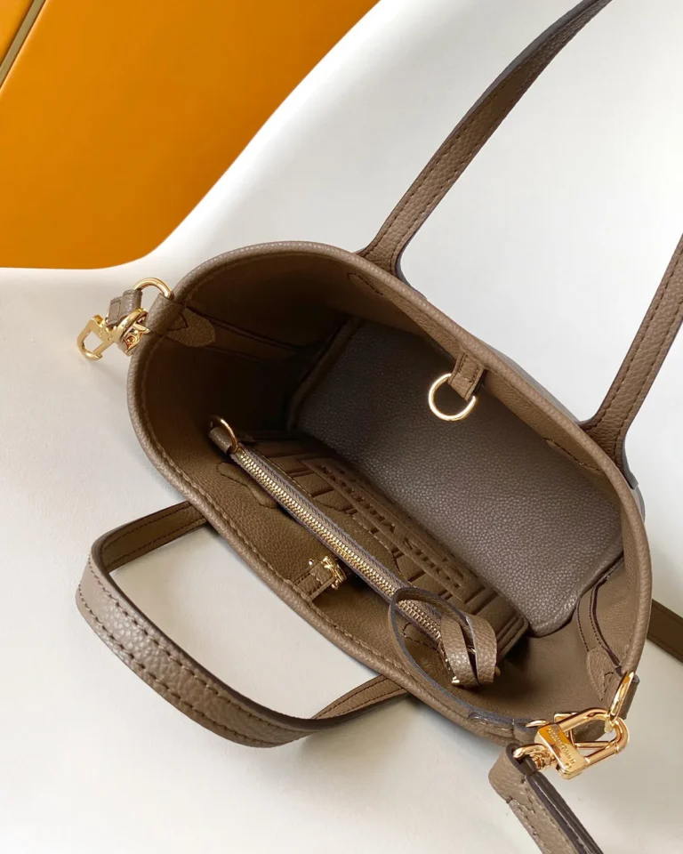 Brown and Taupe Monogram Mini Tote with Detachable Pouch