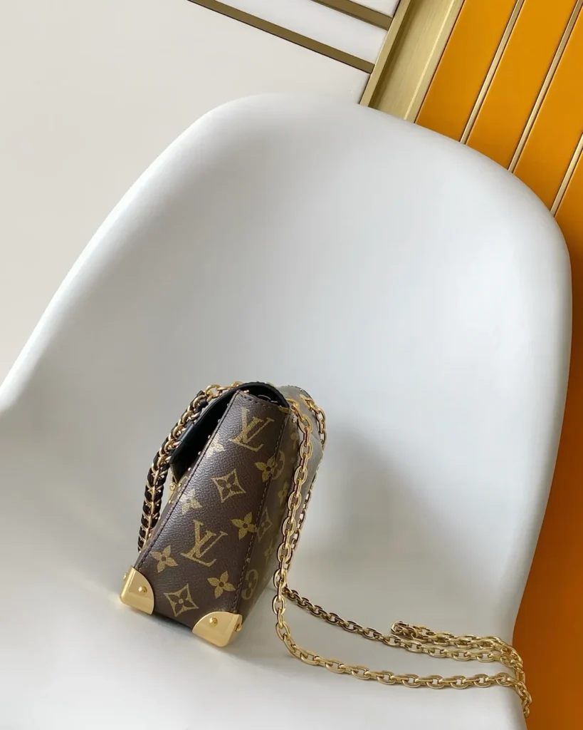 Brown Monogram Chain Flap Bag — side view