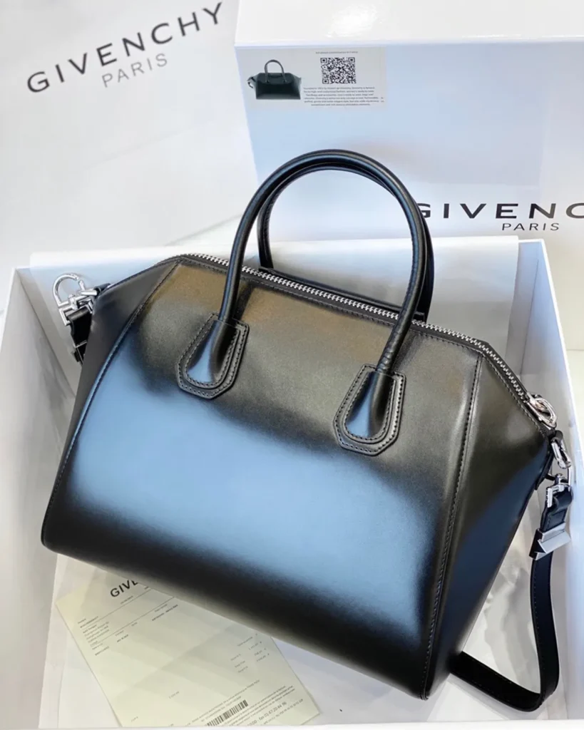 Black Architectural Top Handle Bag — rear view