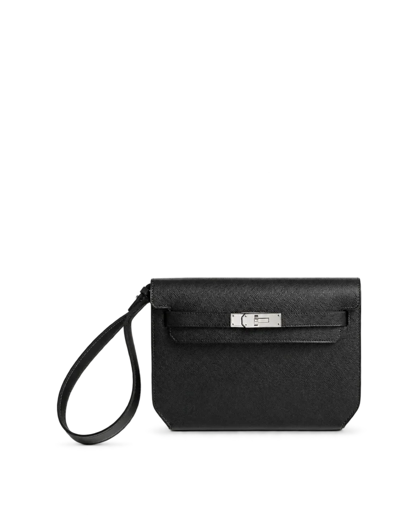 Kelly-Depeches-Inspired 25 Black Wristlet Pouch, front with wrist loop
