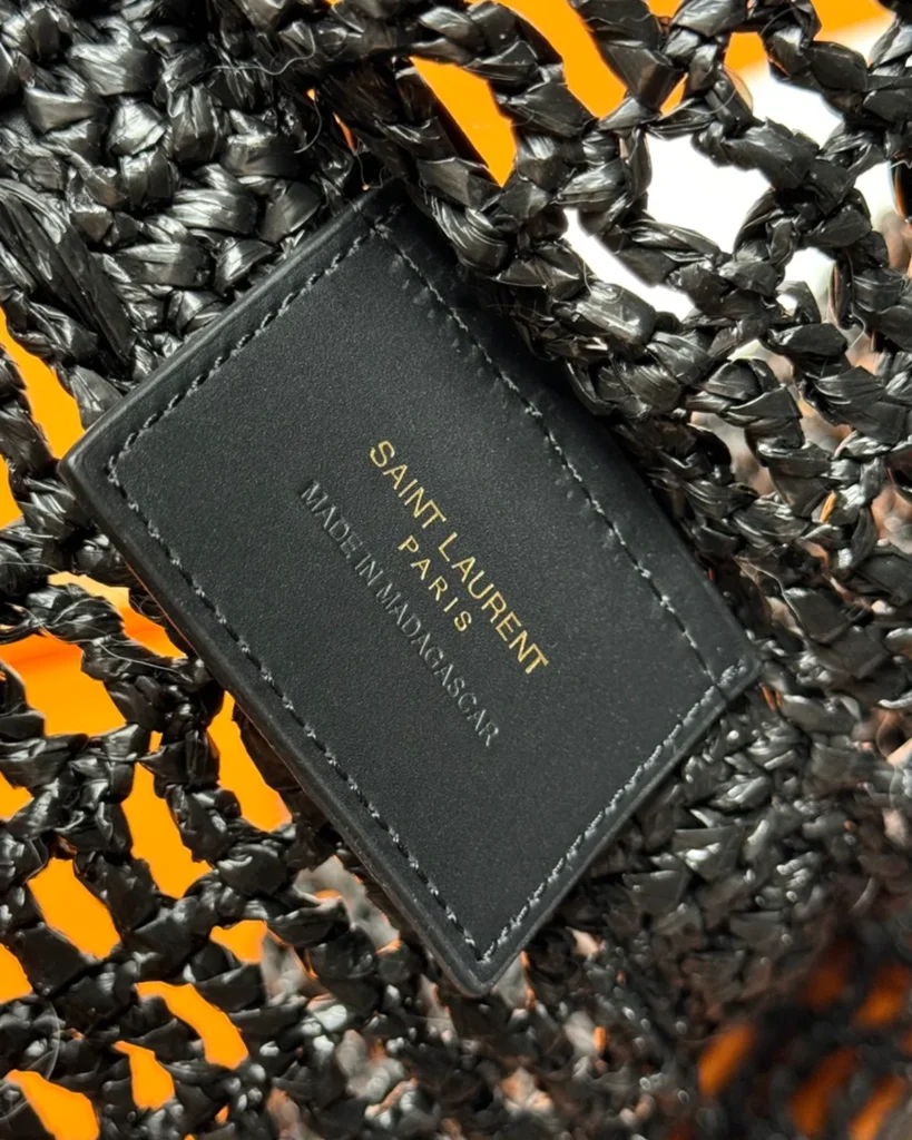 Black Open-Mesh Shoulder Bag — interior label view