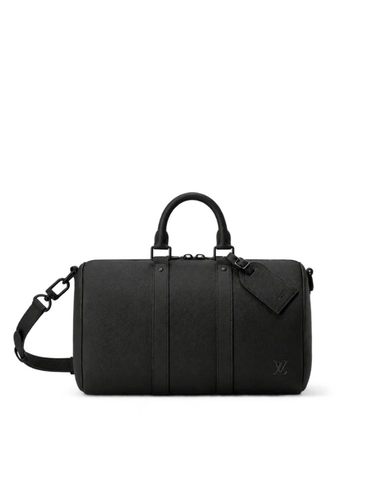Black Grained-Look Duffle Bag — main view