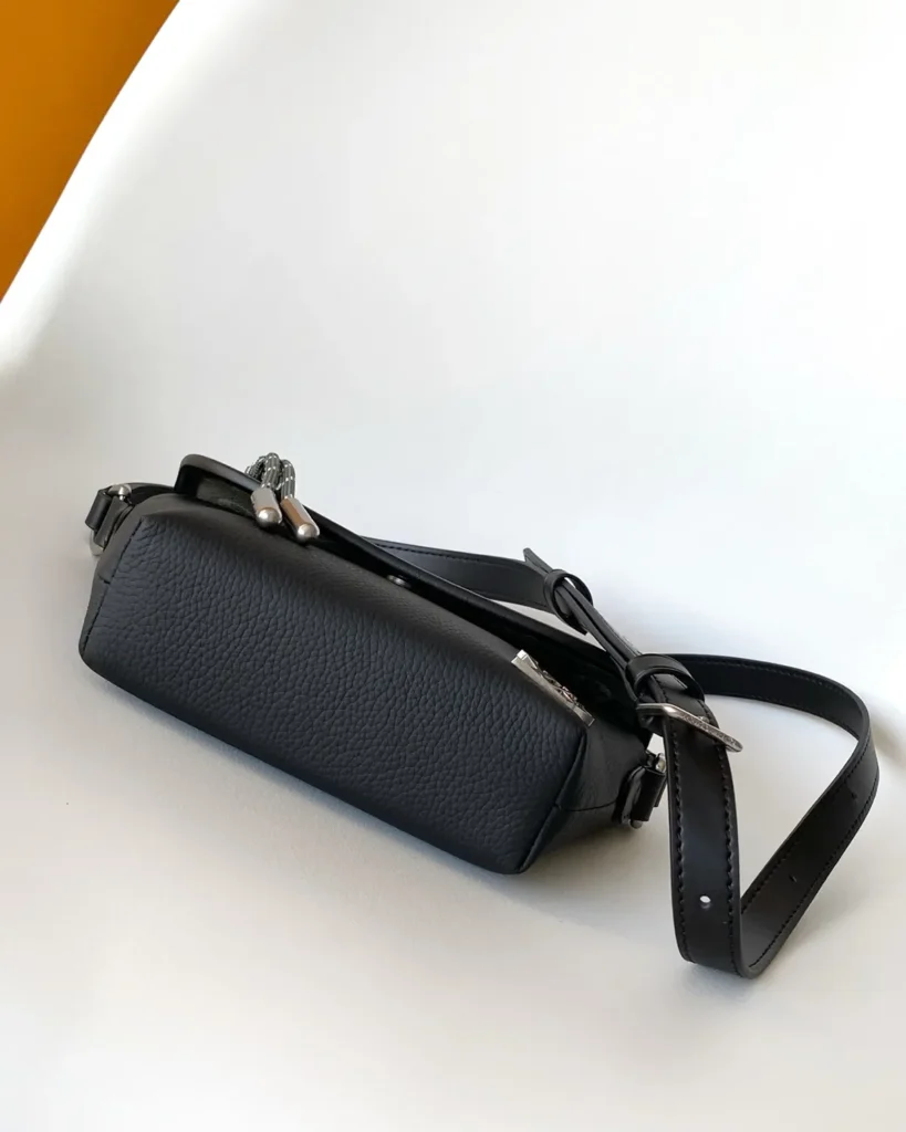 Black and Olive Monogram Flap Crossbody Bag — base view