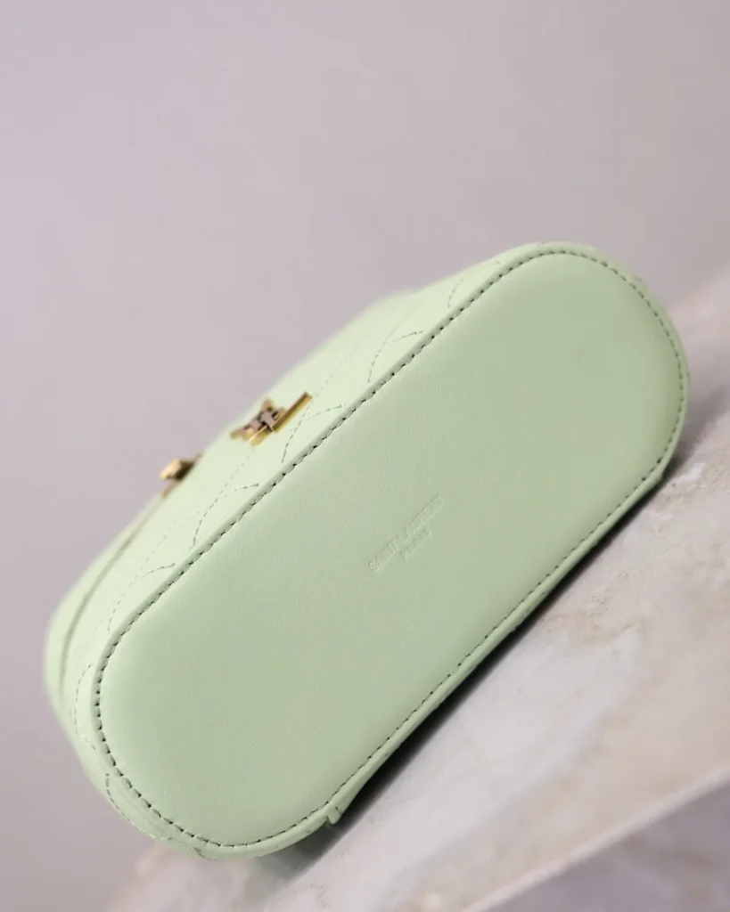 Pale Green Quilted Vanity Bag — base view