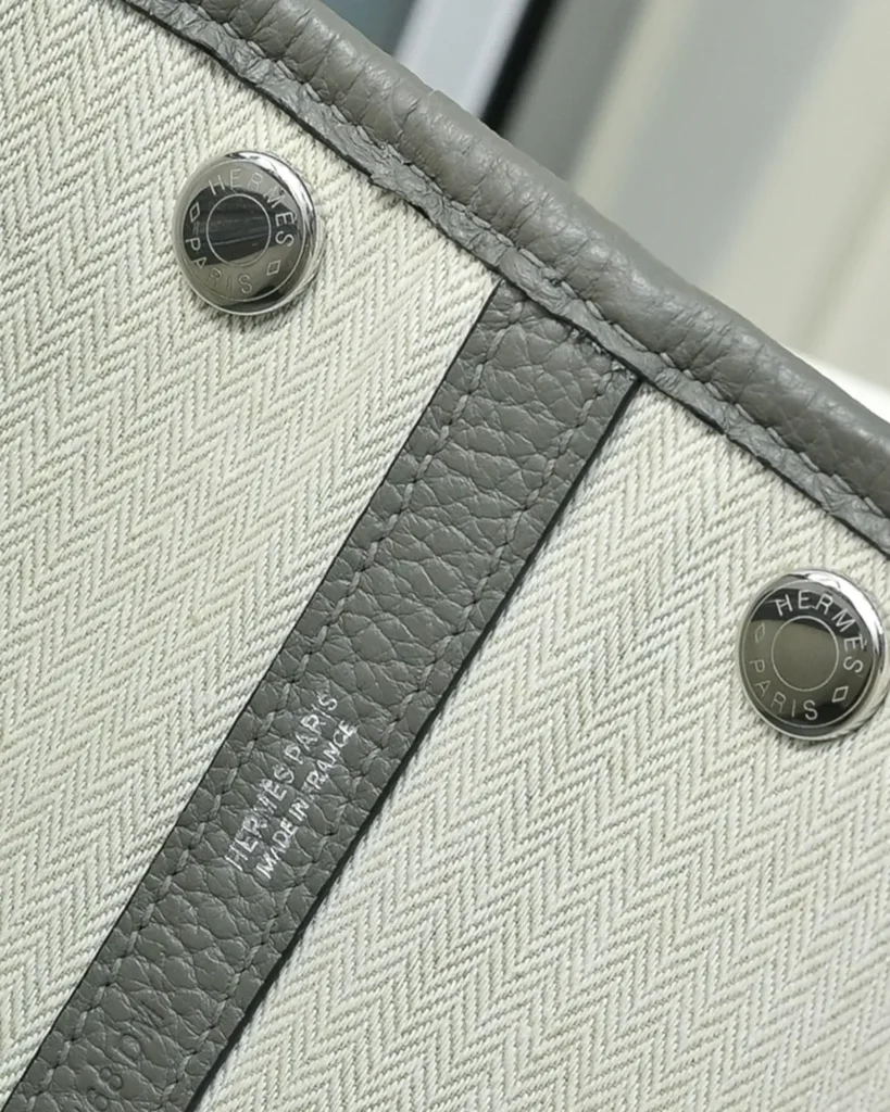 Garden Party-Inspired 30 Grey Canvas Tote, inner snap view