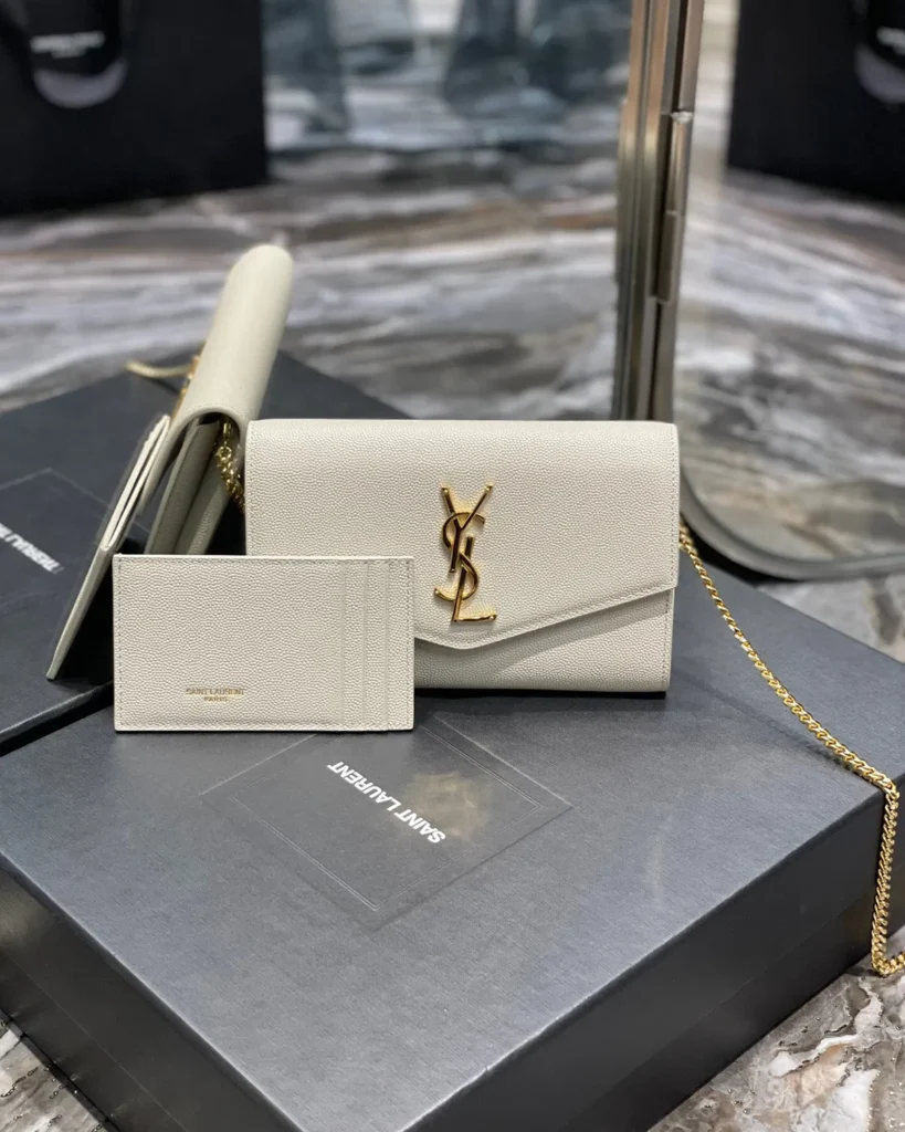 Cream Envelope Chain Wallet — front view