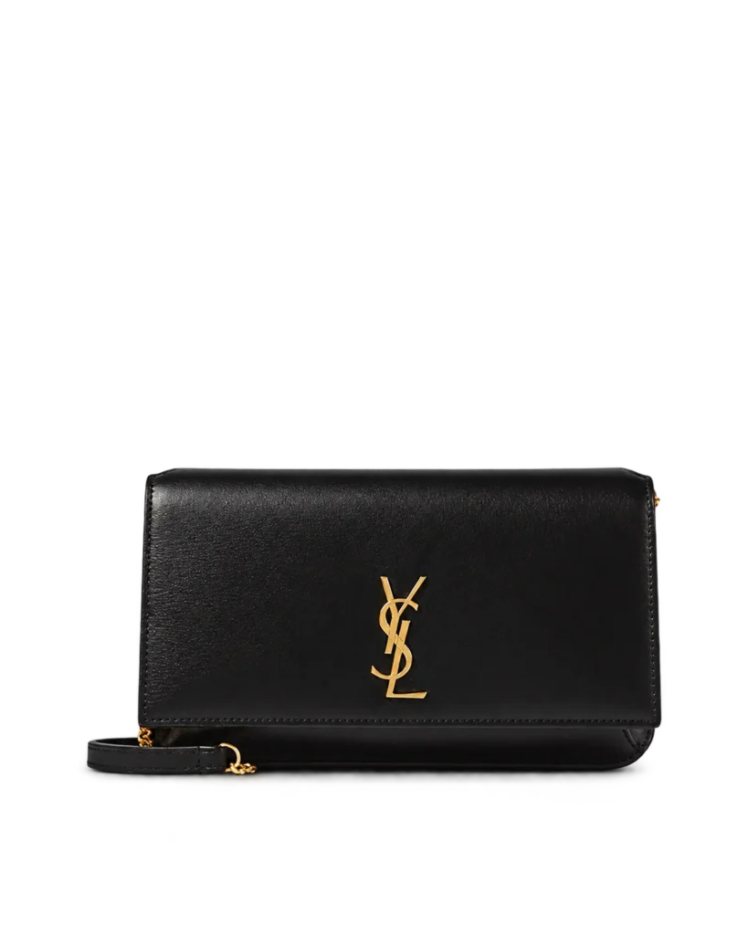 Black Grained-Look Strap Wallet — main view