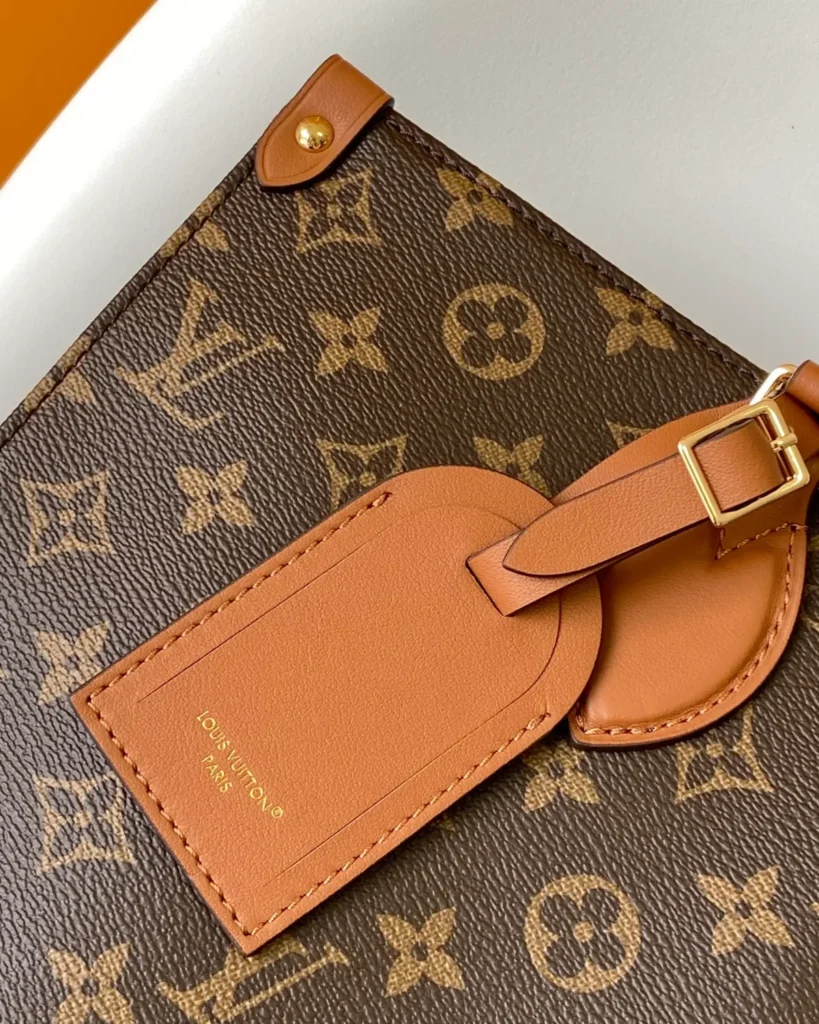 Brown Monogram Tall Tote — hanging tag view