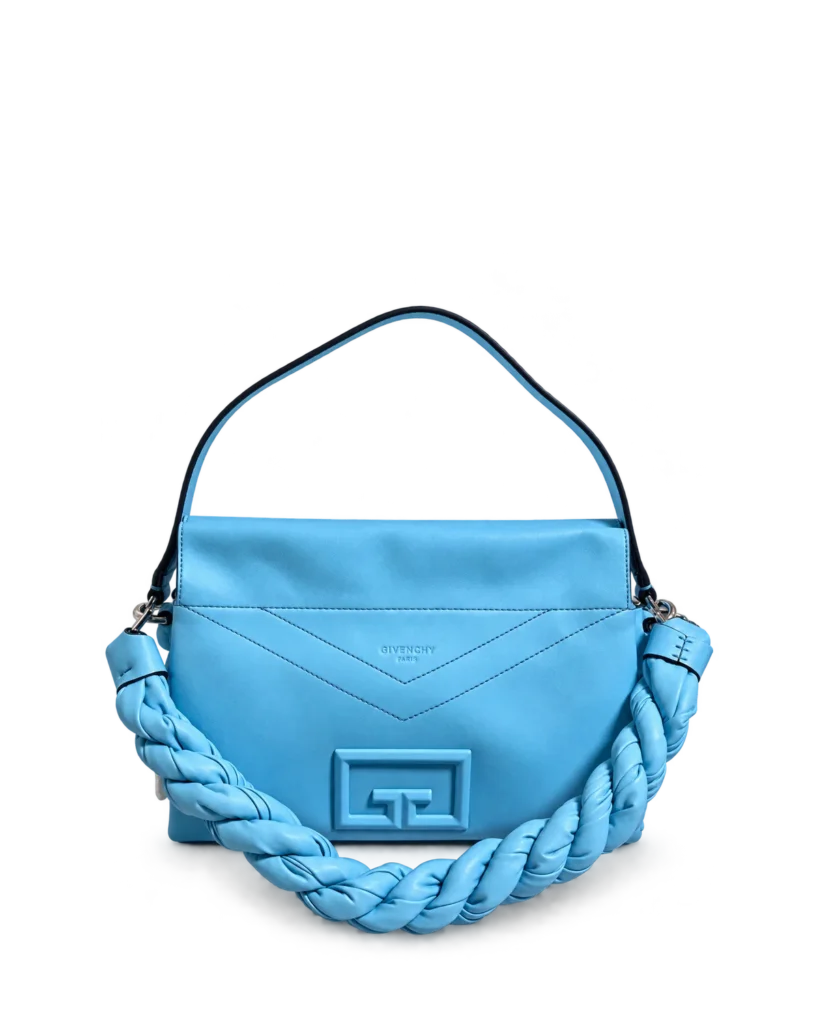 Blue Braided-Handle Flap Bag — main view