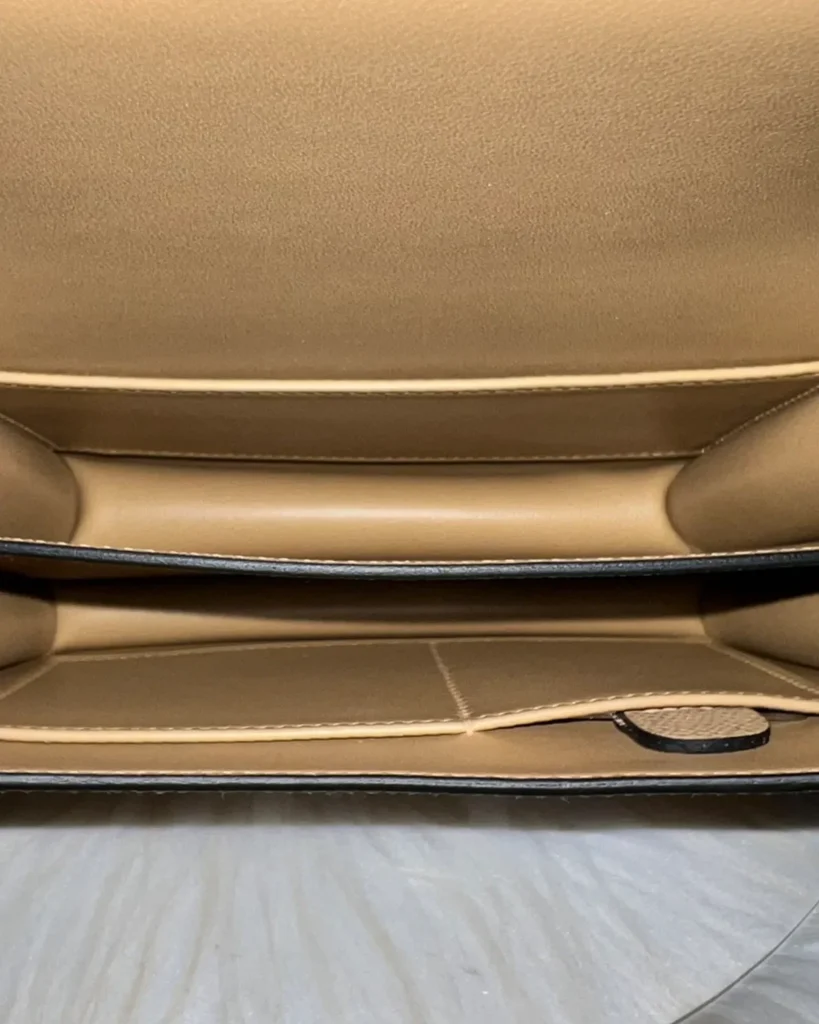 Kraft Tan constance-inspired mini 18 bag, interior view